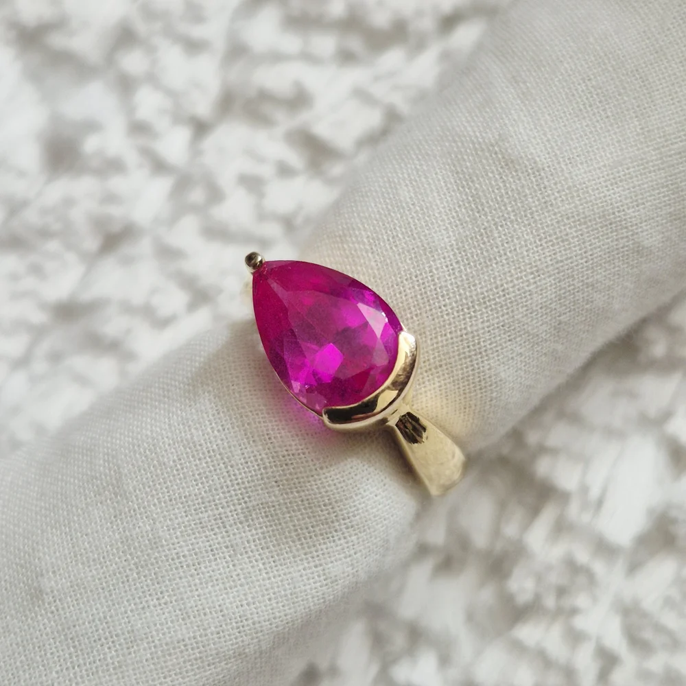 Vintage Gold Vermeil Pink Topaz Ring - Picture 3 of 8